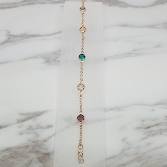 Sterling Silver Rose Gold Multi Color CZ Bracelet - Picture 2 of 4